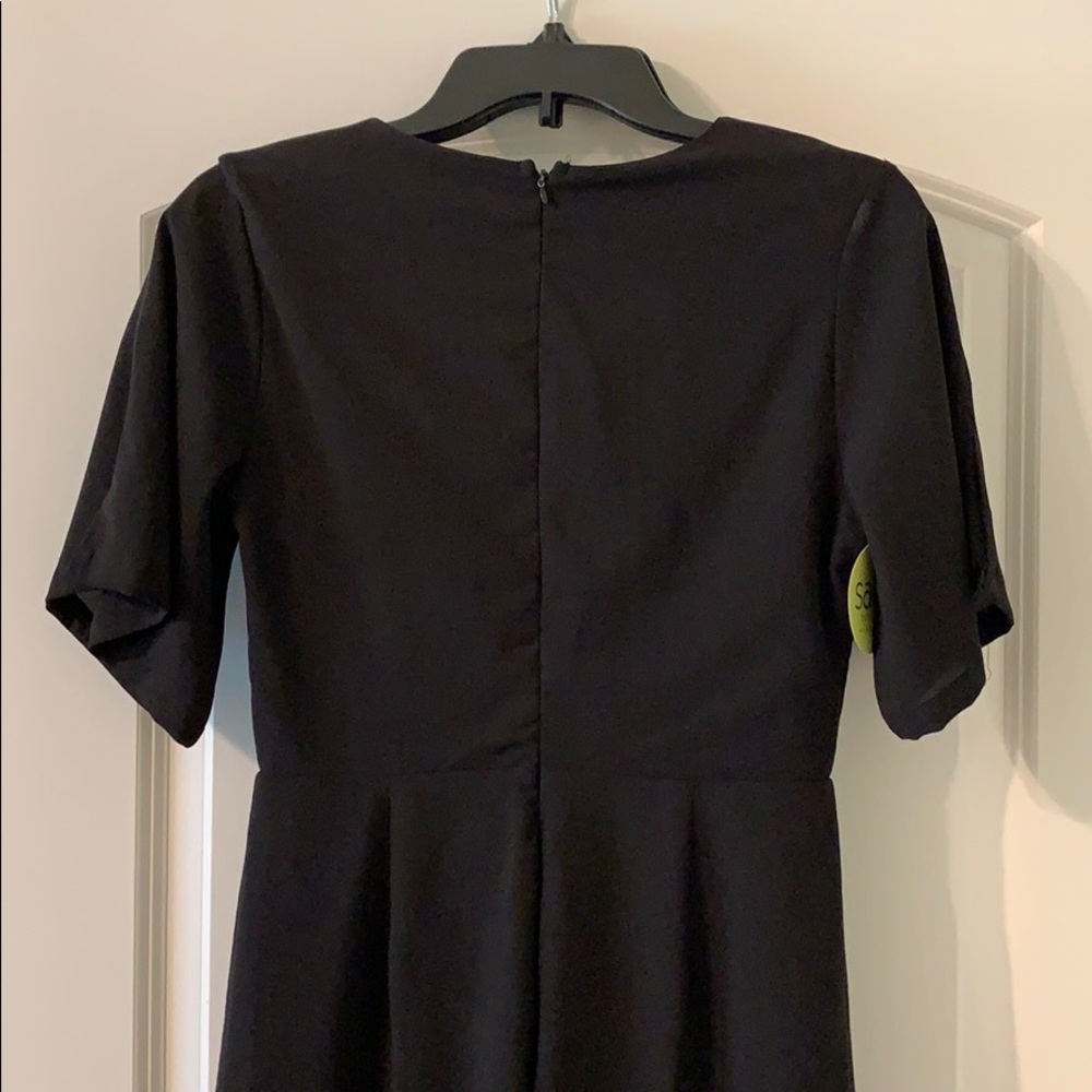 Little Black Dress w/Ruffles & Deep V-neck - Picture 4 of 5